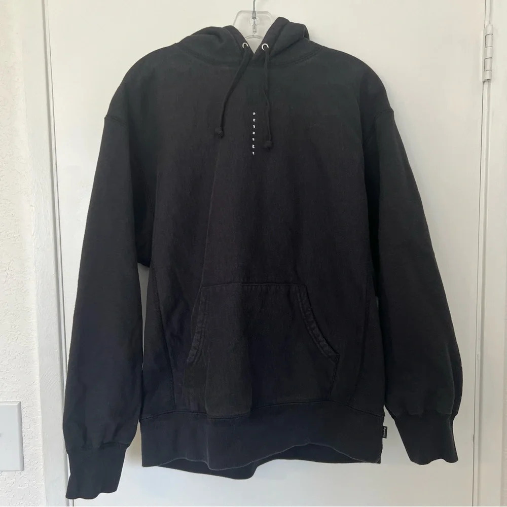 Supreme Micro Logo Black Hooded Sweatshirt